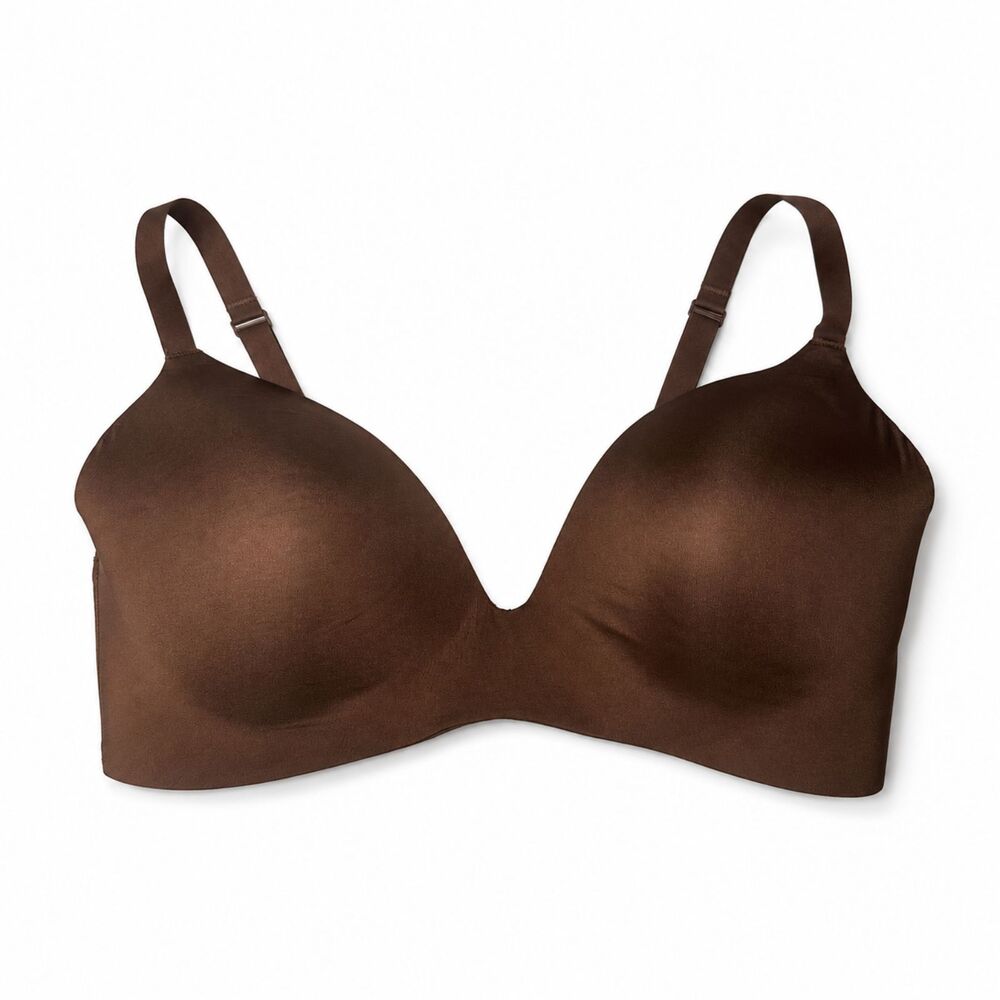 SKIMS 38D Wireless T-Shirt Bra Brown Seamless Lightly Lined